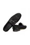 Black Color Laceless Genuine Leather Suede Men's Shoes - 2