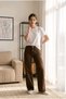 Çnr Miya Brown Women's High Waist Palazzo Jeans New - 3