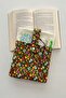 Fabric Book Cover with Pockets Crispy Flowers Green Book Protector