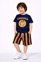 Boys' New Season Popular Character Printed Striped Shorts T-Shirt Set