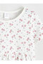 Two Mt Shop Quality Ecru Combed Cotton Floral Girl's Dress - 2