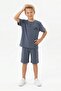 Boys' Court Collar Button Detailed Short Sleeve T-Shirt Shorts Two-Piece Summer Set