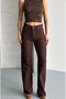 Cemre Kahverengi Casual Palazzo Wideleg Jean Power Lycra Women's High Waist Lycra Jeans - 5