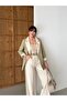 Women's Cream-Light Khaki Oversize Blazer Jacket Palazzo Trousers Suit - 2