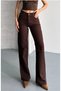 Cemre Kahverengi Casual Palazzo Wideleg Jean Power Lycra Women's High Waist Lycra Jeans