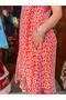 Red Color Avşa Strappy Ruffled Short Bohemian Dress - 6