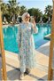 Floral Patterned Layered High Collar Long Dress (Unlined) - 2