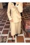 Beige Farima Jacket Formed Button Detailed Pleated Skirt Set Tns-4376 - 3