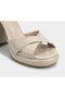 Beige Women's Heeled Sandals - 5