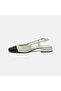 Women's Green Square Toe Slingback Leather Casual Shoes - 3
