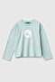Silvery Printed Crew Neck Regular Fit Long Sleeve T-Shirt Model Code: 3Atng10L7Water Green
