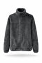 Men's Full-Length Zippered Plush Fleece Sweatshirt / Gray - Black - 3