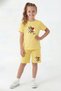Round Neck T-Shirt and Colorful Capri Pants with Print Detail Summer Girls' Top and Bottom Set