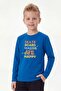 Round Neck Printed Detailed Boys' Long Sleeve Sweatshirt