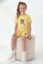 Round Neck T-Shirt and Colorful Capri Pants with Print Detail Summer Girls' Top and Bottom Set - 3