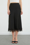 Lace Midi Length Satin Skirt - 5