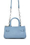 Women's Faux Leather Blue Leather Handbag - 3