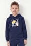 Hooded Print Detailed Boys' Sweatshirt with Kangaroo Pocket - 2