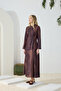 Brown High Collar Dress with Ruffle Detail - 5