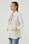 Women's Zippered Knitwear Vest - Light Beige - 2