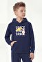 Hooded Print Detailed Boys' Sweatshirt with Kangaroo Pocket