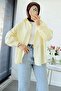 Striped Pattern Oversize Women's Shirt – Yellow - 5