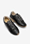 Women's Black Leather Rubber Sole Breathable Lace-Up Sneaker - 4