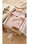 Children's Bathrobe - Girls' Pink Color - 2-Layer Natural Muslin Fabric - 5