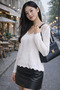 Women's Knitwear White Blouse V-Neck Long Sleeve Knitted Patterned Lace Openwork Seasonal Stylish - 6