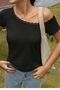 Lace Detailed Boat Neck Short Sleeve Women's Basic T-Shirt