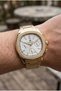 Men's Wristwatch |   42mm Steel Case, Gold Steel Band, Silver Dial - 5