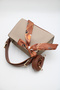 Women's Medium Size Scarf Belt Handle Detailed Inner Pocket Zippered Cross Strap Hand and Shoulder Bag - 5