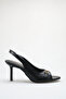 Luma Women's Black Leather High Heeled Shoes with Open Back Buckle - 4