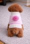 Pink and White Striped Hand Knitted Turtleneck Dog Sweater with Pompom Detail