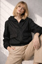Women's Black Waterproof Windproof Crinkle Fabric Hooded Raincoat - Windbreaker - 2