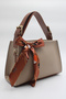 Women's Medium Size Scarf Belt Handle Detailed Inner Pocket Zippered Cross Strap Hand and Shoulder Bag - 3