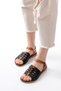 Zri̇n-205-029 Premium Orthopedic Genuine Leather Women's Sandals Black