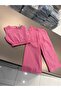 Girl's Cotton Pink Sleeveless Blouse and Pants Set - Wide Leg - 4