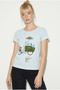 Women's Baby Blue 100% Cotton Handcrafted Embroidered Bicycle Printed Premium Design T-Shirt 1002 60282047 - 4