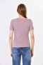 Women's Purple Short Sleeve Ribbed Basic Crew Neck T-Shirt - H6037 - 4