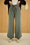 Women's Elastic Waist Trousers Dark Green