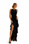 Sleeve and Skirt Ruffle Detail Full Lycra Maxi Dress - 3