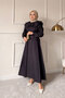 Women's Stitched Detail Cape Denim Dress in Plum - 4