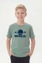 Round Neck Print Detailed Short Sleeve Mint Boy's T-Shirt - 3