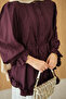 Women's Ribbed Front Tie-Waist Shirt Burgundy - 5