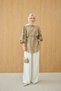 Women's Ruffled Sleeves Waist Tie Shirt in Mold Green - 5