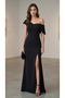 Women's One-Shoulder Open Short Sleeve Front Slit Long Crepe Dress – Stylish & Elegant - 2