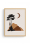 Minimal Mountain Landscape Painting with Natural Wooden Frame - Brown Tones |   Huhu1577 - Single Table Natural Wood Frame - 2