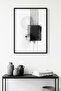 Natural Wood Framed Abstract Geometric Pattern Painting - Black-White |   Huhu1210