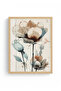 Natural Wood Framed Floral Pattern Painting - Pastel Tones |   Huhu1313 - Single Table Natural Wood Frame - 2